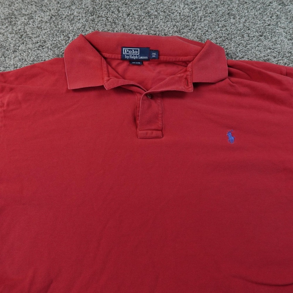 VTG Ralph Lauren Polo Shirt Mens 2XL Red Pony Logo Golf Preppy‎ Casual 90s Y2K